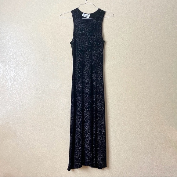 Vintage 90s Black Slinky Shimmer Dress - Picture 3 of 6